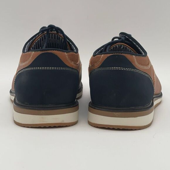 Oxford Shoes Men's Size 10 Brown Black Two Tone Lace Up Leather Comfort Casual - Picture 6 of 16